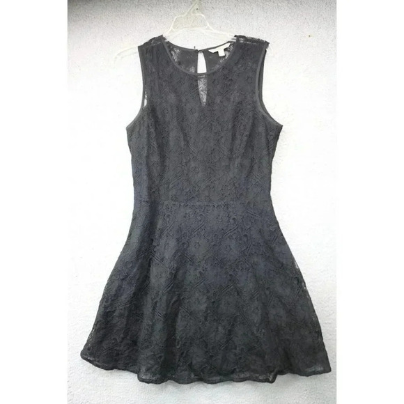 Banana Republic Black Lace Dress-Size 8-Lined-Back Zip - Picture 1 of 9